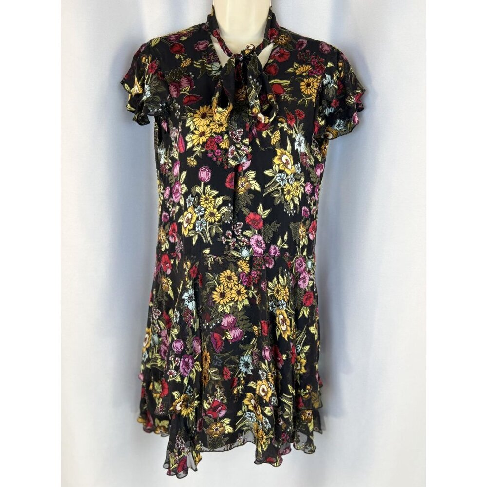 NEW Alice + Olivia Moore Western Floral Tie Neck Layered Dress $440 - Picture 3 of 13